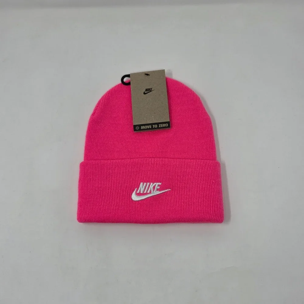Nike Sportswear HF0186-645 Beanie Adult OS Pink Embroidered Logo Knit Hat